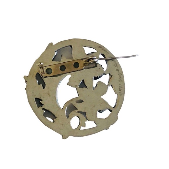 VTG Pewter Floral Brooch Pin Seagull Pewter Canada Openwork 1987 - Picture 7 of 7